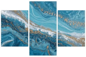 Obraz - Bledomodrý mramor so zlatom I. (90x60 cm)