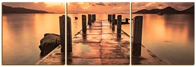 Obraz na plátne - Krásny západ slnka nad jazerom - panoráma 5164FB (90x30 cm)