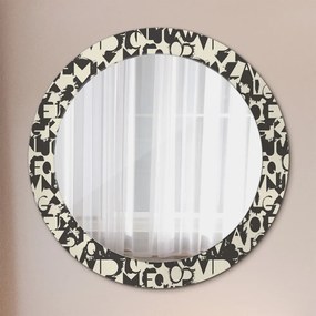 Okrúhle ozdobné zrkadlo Abstraktná typografia fi 70 cm