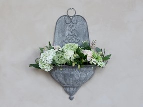 Šedý nástenný box na kvety v starom francúzskom štýle - 41*17*54cm