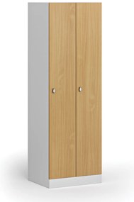 Kovová šatníková skrinka S1, 2-dverová, 1850 x 600 x 500 mm, demont, otočný zámok, laminované dvere, buk