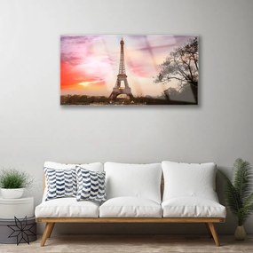 Obraz na skle Eiffelova veža architektúra 100x50 cm