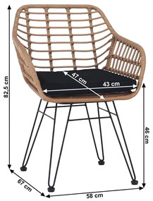 Záhradný set z umelého ratanu Valin - prírodná / čierna
