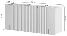 Závesná komoda Malmi 150 cm - kašmírová / crema bianca / zlatá