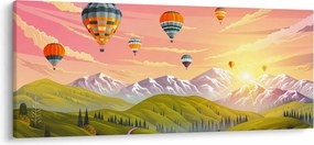 Obraz balónov nad krajinou (120x50 cm)