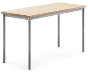 Stôl SONITUS, 1400x600x760 mm, linoleum - béžová, strieborná