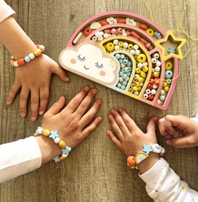 Drevené pastelové koráliky - Dúha, 180 ks