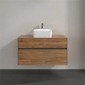 VILLEROY &amp; BOCH Collaro závesná skrinka pod umývadlo na dosku (umývadlo v strede), 2 zásuvky, s LED osvetlením, 1000 x 500 x 548 mm, Oak Kansas, C038B0RH