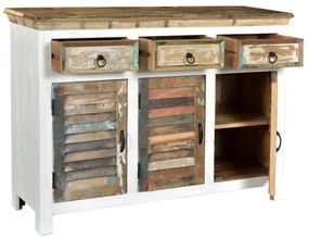 furniture-nabytek.cz - Masívna komoda Perth z recyklovaného dreva, lakovaná, biela/barevná – 125×42×90 cm