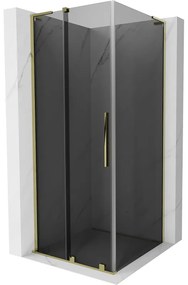 Mexen Velar L, sprchový kút s posuvnými dverami 120 x 120 cm, 8mm šedé sklo, zlatá lesklá, 871-120-120-43-50