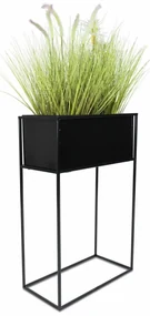 KOVOVÝ KVETINÁČ SO STOJANOM RECT 70X24X44 CM ČIERNA