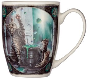 Porcelánový hrnček mačka a bubliny - dizajn Lisa Parker