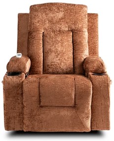 Masážne polohovateľné kreslo ARIEN hnedý zamat - vintino.sk