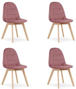 Set štyroch jedálenských stoličiek BORA zamatové ružové (4ks)