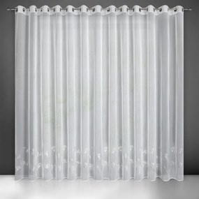 EUROFIRANY záclona so striebornou kvetinovou potlačou 300 cm x 250 cm biela 100 % polyester