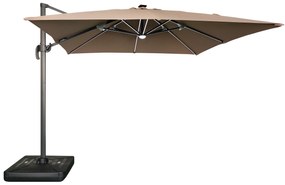 Zahradní slunečník Houseland Vexon s LED osvětlením 300x300 cm světle hnědý