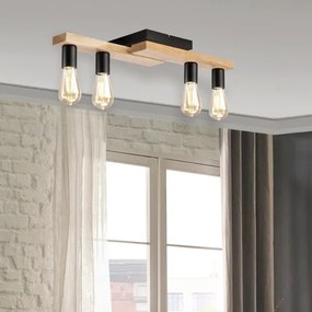 Prisadený luster MATTE 4xE27/15W/230V čierna/dub