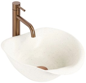 Rea ART, keramické umývadlo na dosku 400x390x160 mm, ručná výroba, model HM-34B, imitácia kemeňa-béžová, REA-U0609