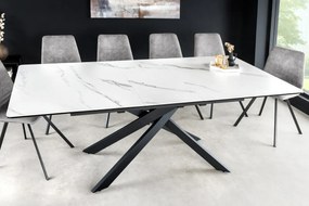 Jedálenský stôl 160 - 200 cm v bielom mramorovom vzhľade