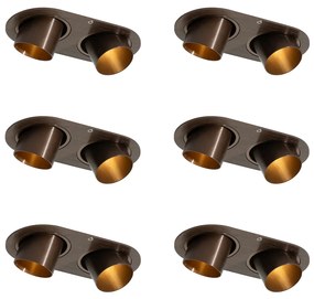 Sada 6 zapustených bodových svetiel tmavý bronz GU10 35 mm naklápacie 2-svetlá - Installa