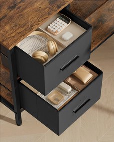 Písací rohový stôl s 2 priestrannými zásuvkami, so stojanom na monitor, rustikálny hnedý