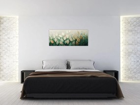 Obraz - Zlato-zelené listy (120x50 cm)