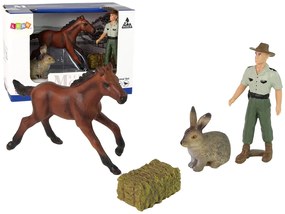 Lean Toys Sada figúrky s hnedým žriebätkom a zajačikom