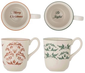Krémové hrnčeky s vianočným motívom z kameniny v súprave 2 ks 300 ml Beth – Bloomingville