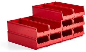 Plastové boxy AJ 9000, séria-70, 600x230x150 mm, 10 ks, červená