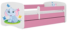 Detská posteľ Babydreams slon s motýlikmi ružová