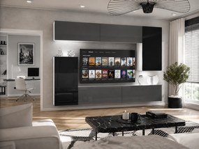Obývacia stena 250 cm TV/RTV sivý lesk čierny lesk  IMP 8/5/W/SBBS/0/0
