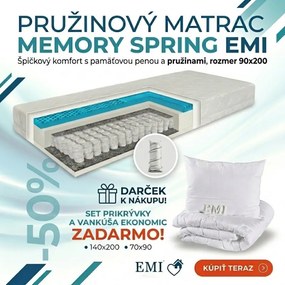 Matrac Memory Spring EMI 90x200 + Set na spanie ZADARMO