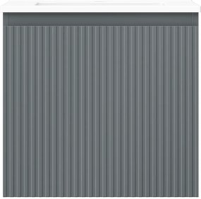 Mexen Rivel, kúpeľňová skrinka 50 cm s umývadlom Otis, 1 zásuvka, drážkovaná, grafitová matná/biela matná, 91A20-05047-1-BF66-W18M01