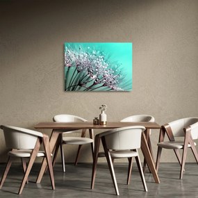 Sklenený obraz - orosená rastlina (70x50 cm)