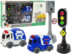Lean Toys Sada policajných autíčok so semaforom a radarom