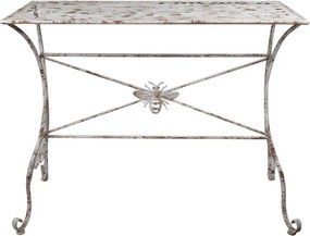 Biely antik kovový záhradný soľ so včielkou French - 112*50*86 cm