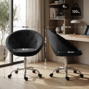 Pracovná stolička London zamat - čierna