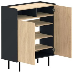 Skrinka na topánky v dekore duba v čierno-prírodnej farbe Sienna – TemaHome