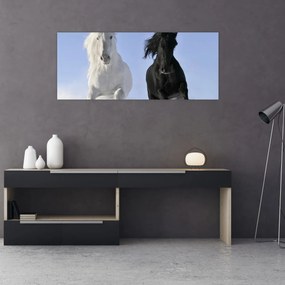 Obraz - Kone v zime (120x50 cm)