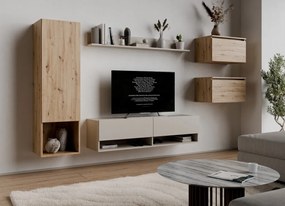 Závesná TV skrinka Asko Living, 135 cm, béžová kašmír