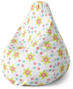 Sablio Sedací vak Pear Farebné kvetinky - 70 x 95 x 15 cm