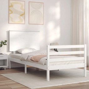 Rám postele s čelom biely 3FT jednolôžko masívne drevo 3195187