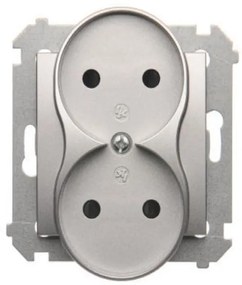 DG2MZ/43 Zásuvka bez uzemnenia dvojitý strieborný mat