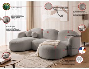 Sivá rohová pohovka z textílie buklé (do tvaru "U") Orbit – Ropez