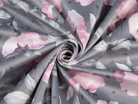 Biante Zamatový štvorcový obrus Tamara TMR-013 Ružové kvety na sivom 110x110 cm