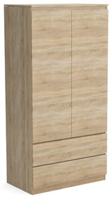Šatní skriňa 90cm so 2 zásuvkami a vešiakom LUNE Dub sonoma