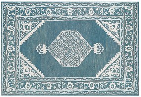 Vlnený koberec 140 x 200 cm biela/modrá GEVAS Beliani