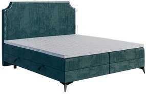 Jednolôžková posteľ Boxspring 120 cm Lexa (morská) (s matracom a úl. priestorom). Vlastná spoľahlivá doprava až k Vám domov. 1043385