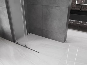 Mexen Velar L, posuvná sprchová zástena Walk-in 100 x 200 cm, 8mm sklo námraza, grafitová, 871-100-003-33-95