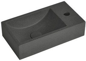 Sapho, CREST R betónové umývadlo vrátane výpusti, 40x22 cm, čierny granit, AR409
